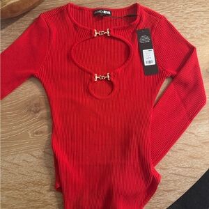 Fashion Nova Scarlet Ribbed Bodysuit